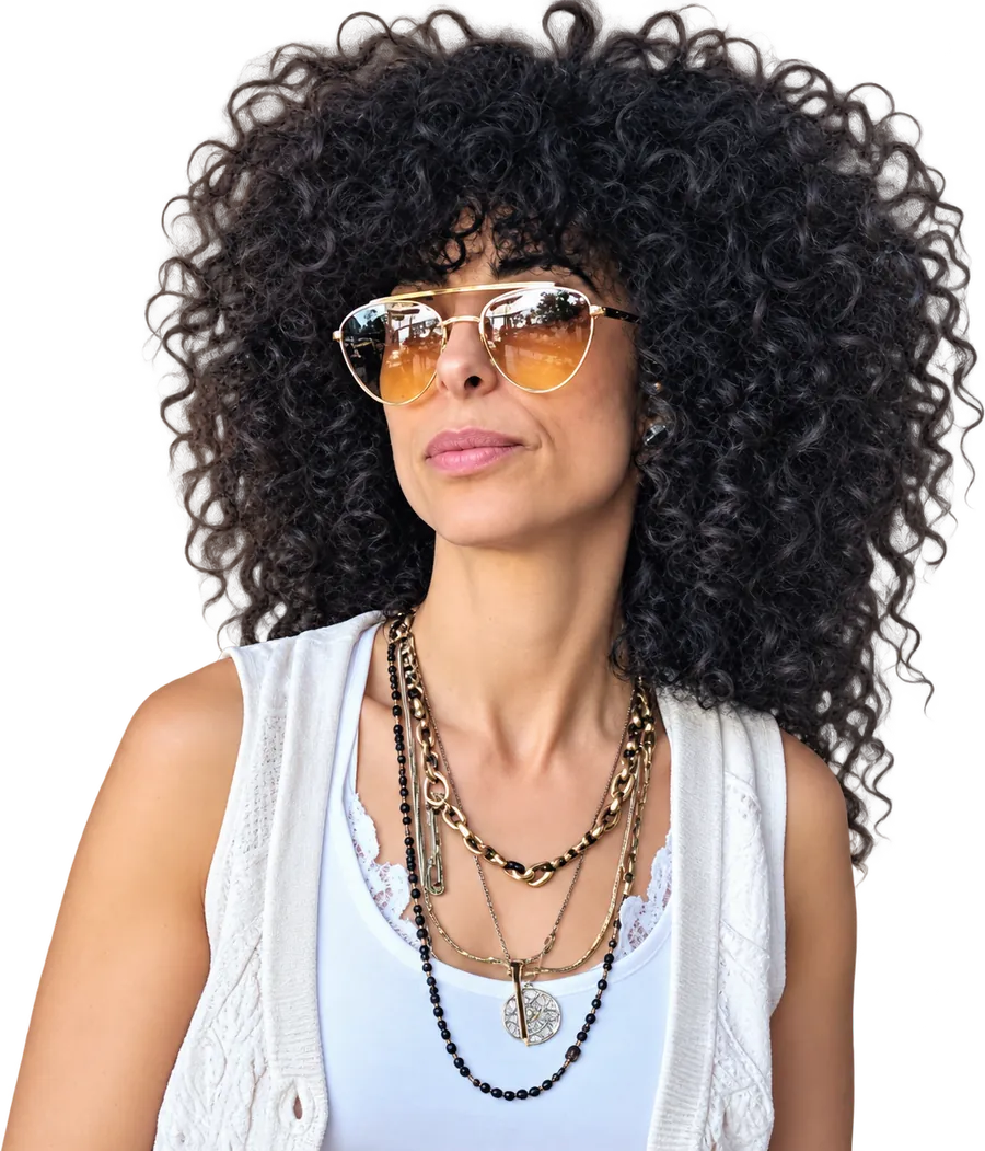 Galeet Gia Zeituny in amber sunglasses